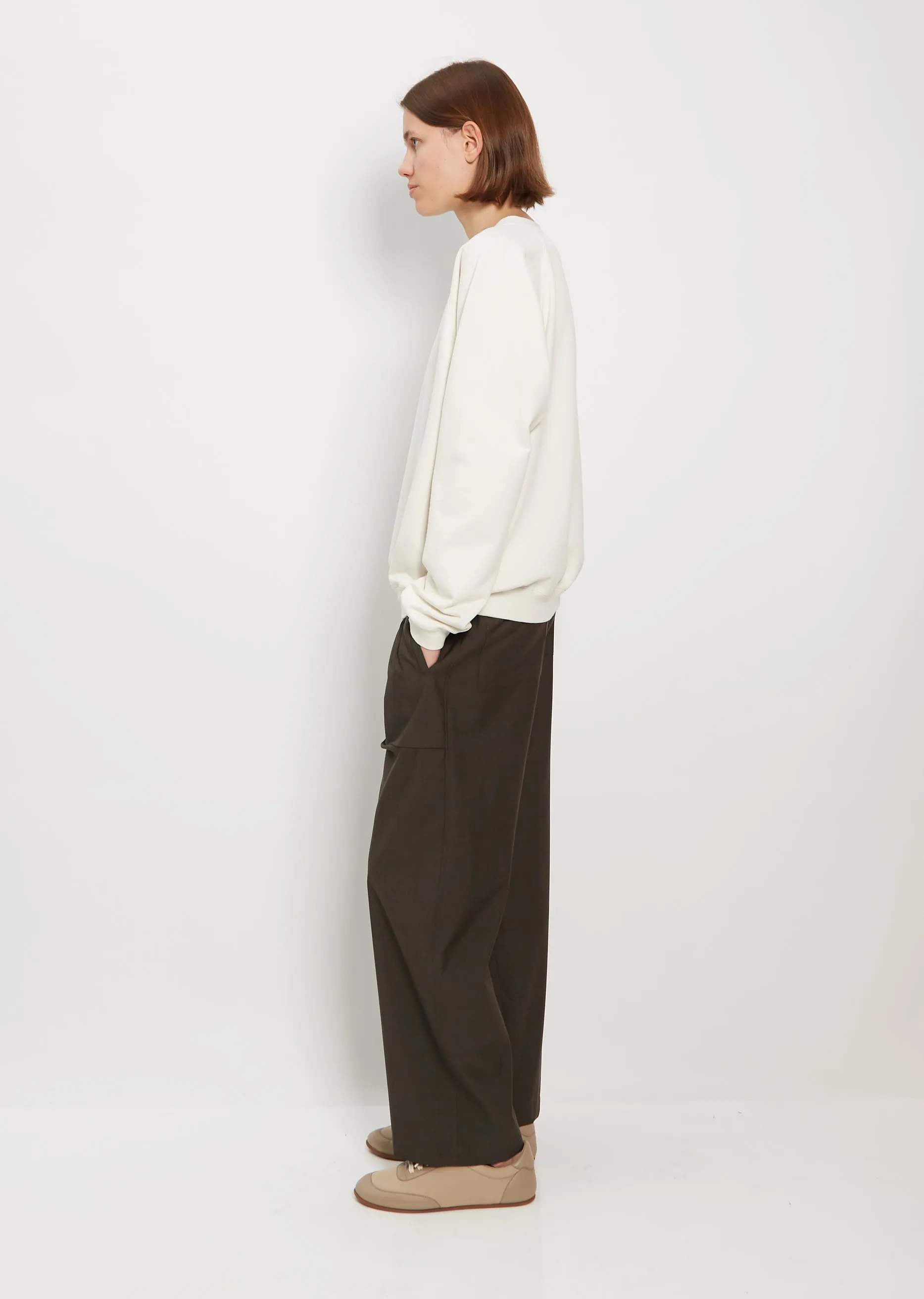 Light Wool Drawstring Trousers — Khaki