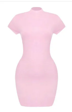 Lilly Mock Neck Light Pink Bodycon Dress