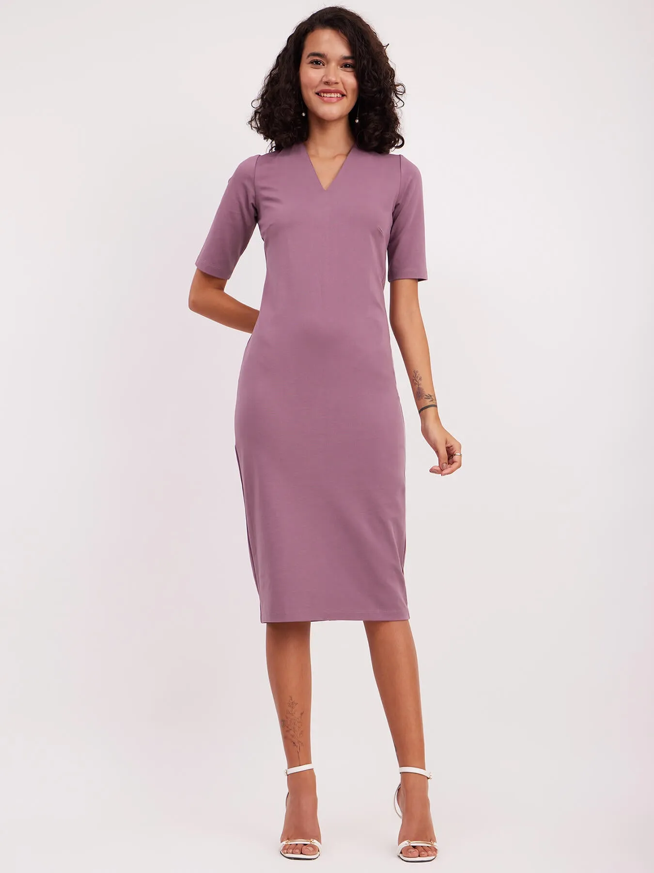 LivIn Shift V-Neck Dress - Mauve