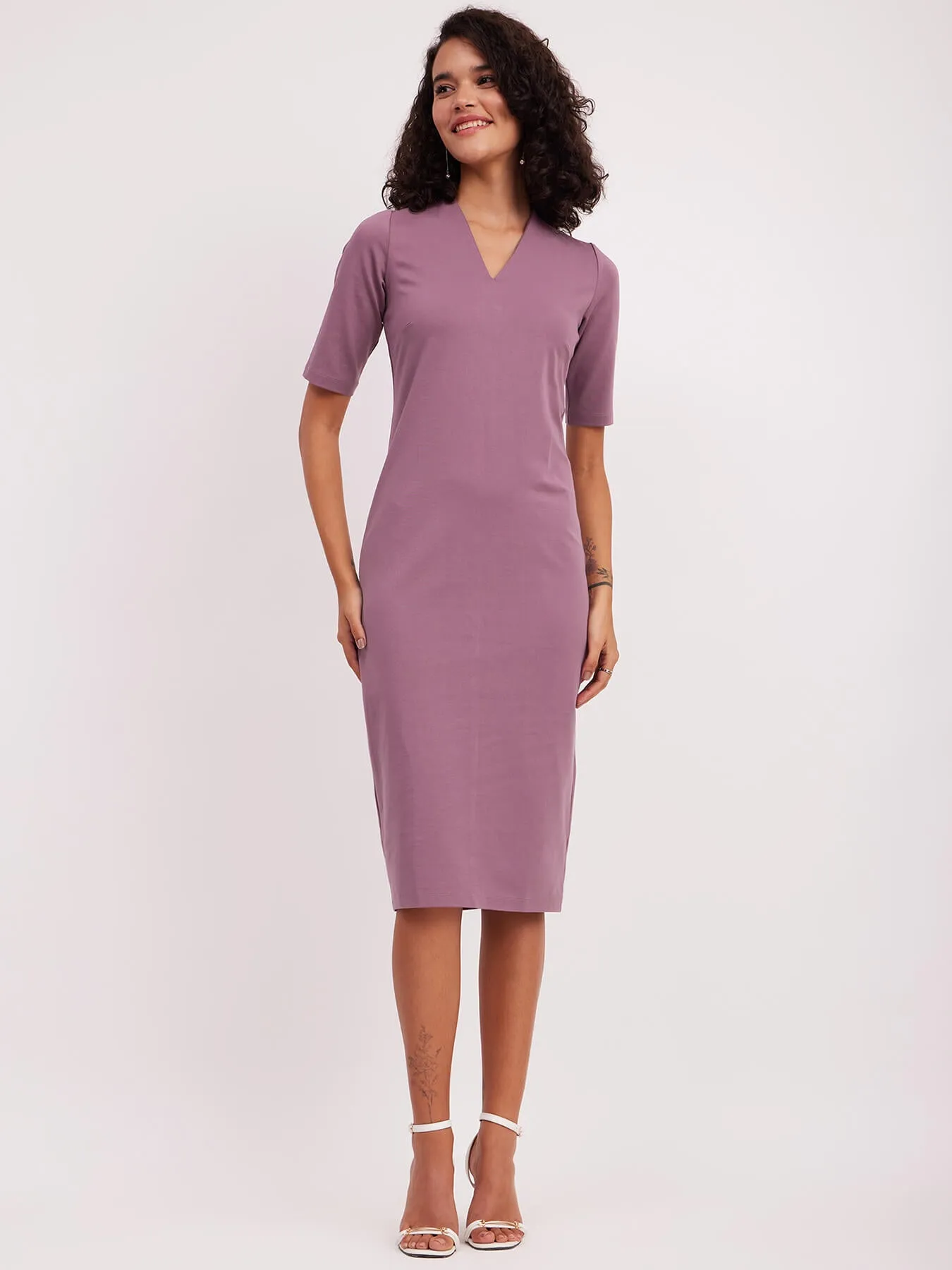 LivIn Shift V-Neck Dress - Mauve