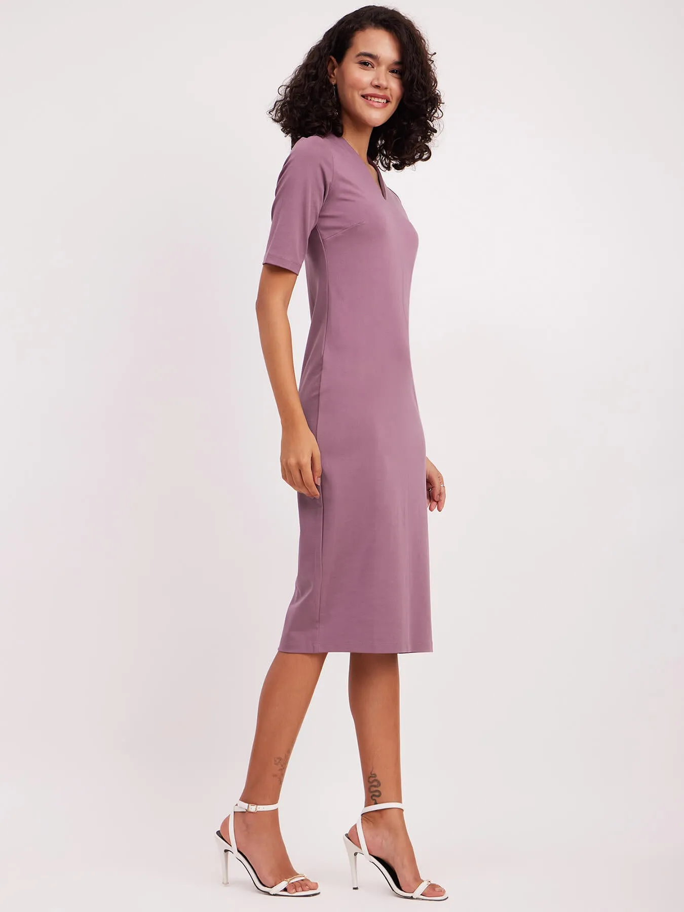 LivIn Shift V-Neck Dress - Mauve