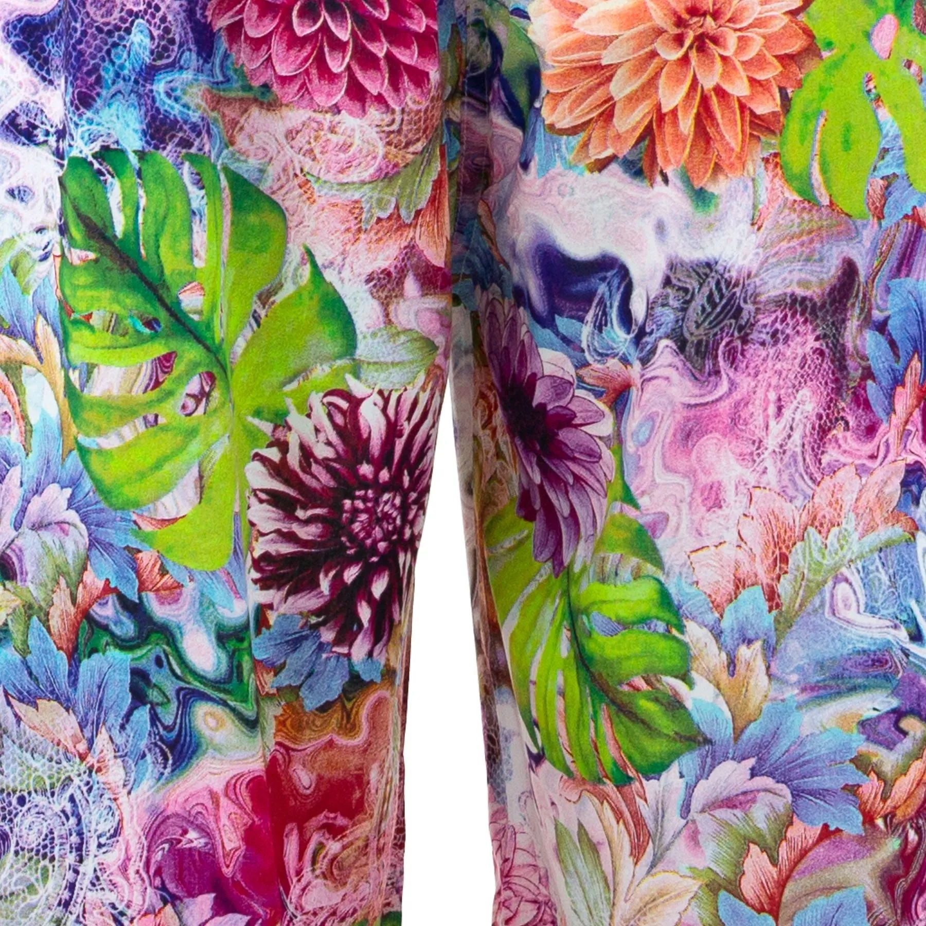 Loose Summer Trousers - Psychedelic Monstera Green