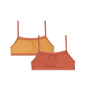 Lot de 2 brassières filles en coton à motif cerise Jaune Les Pockets