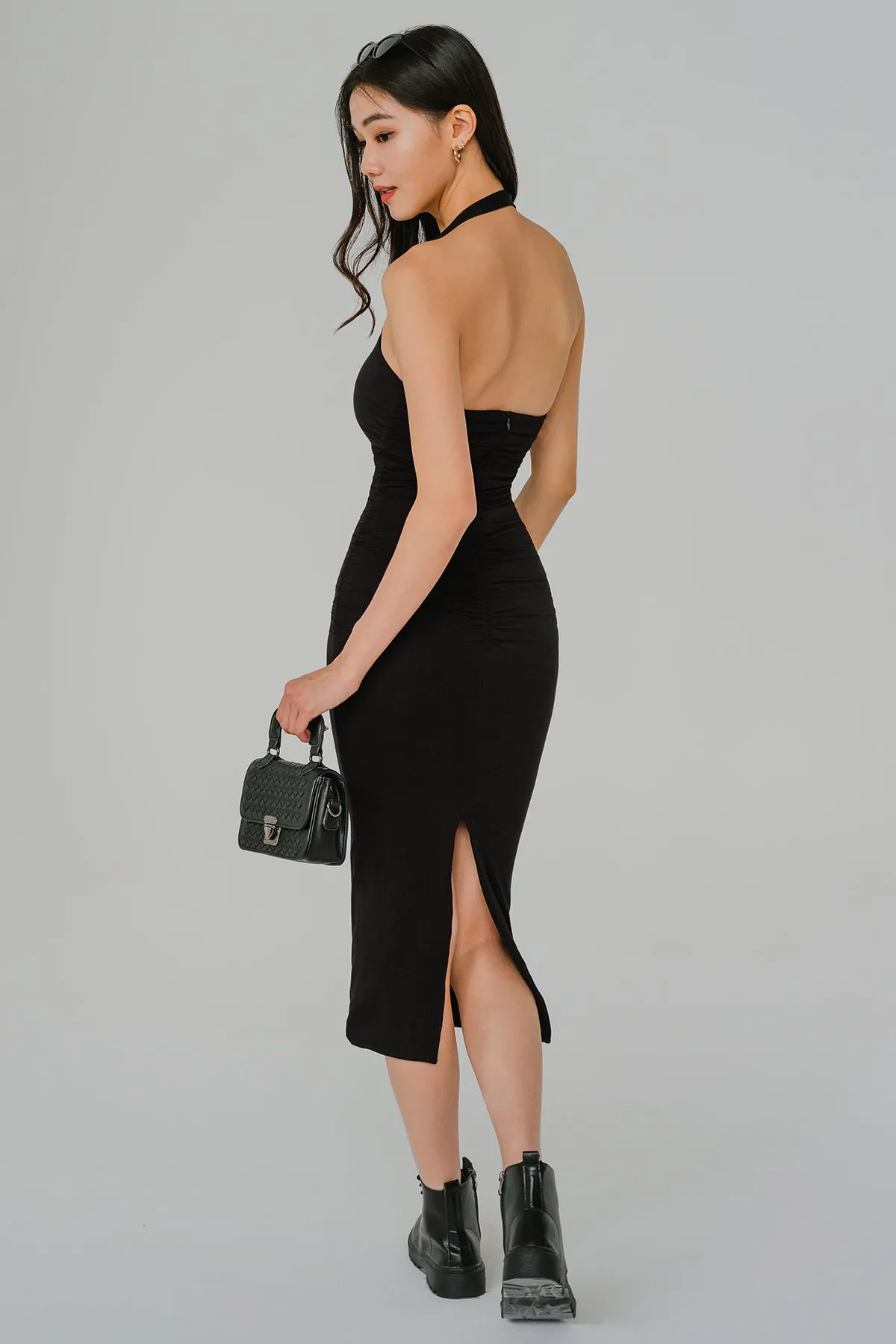 Lumine Halter Padded Dress (Black)