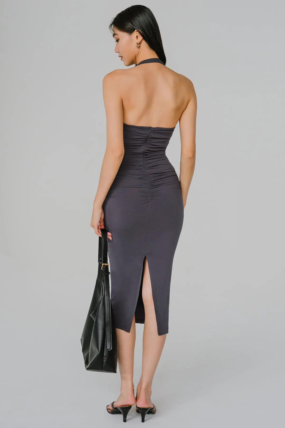 Lumine Halter Padded Dress (Grey)