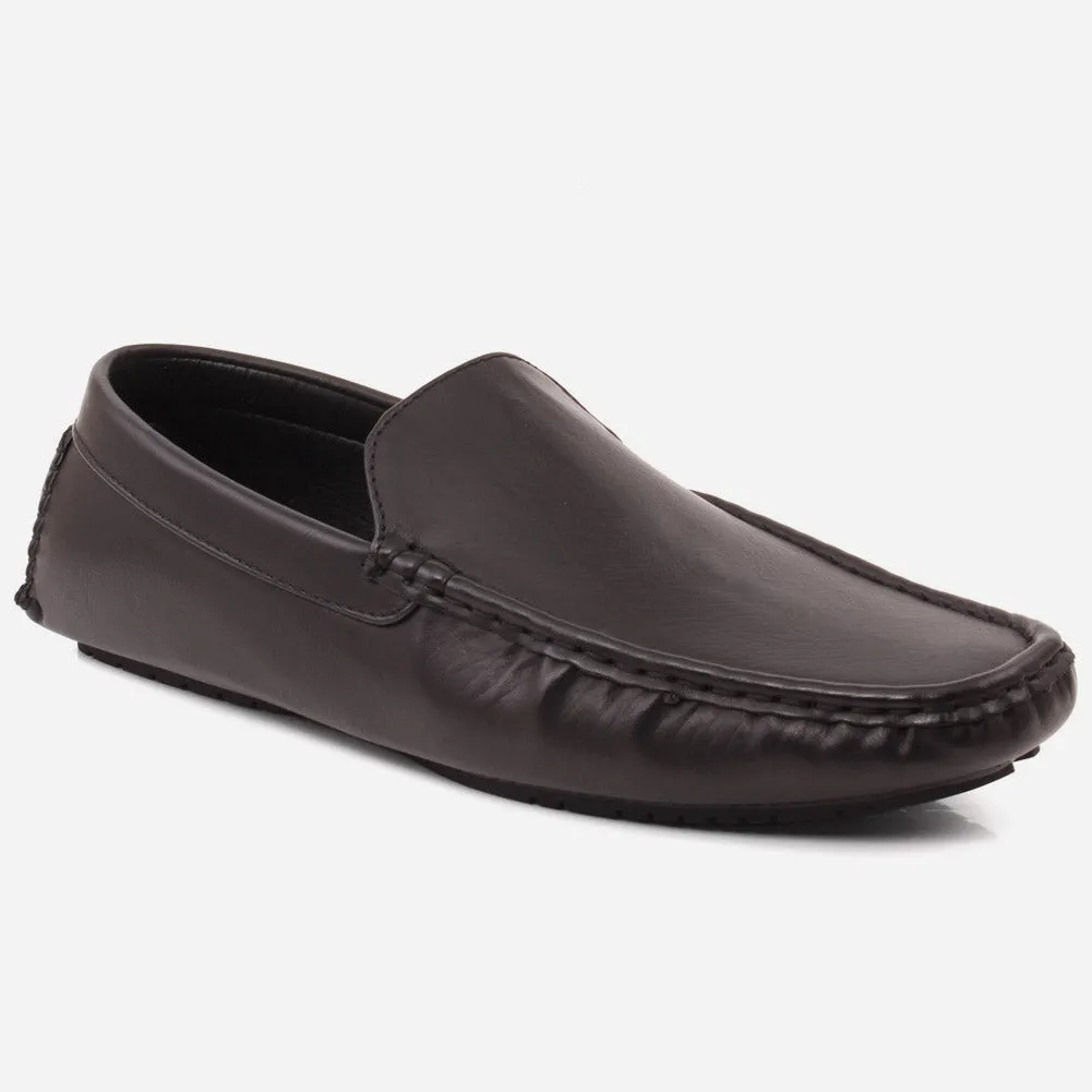 Men “MARIO” Plain Glossy Surface Slip-On Moc Toe Loafer Shoes