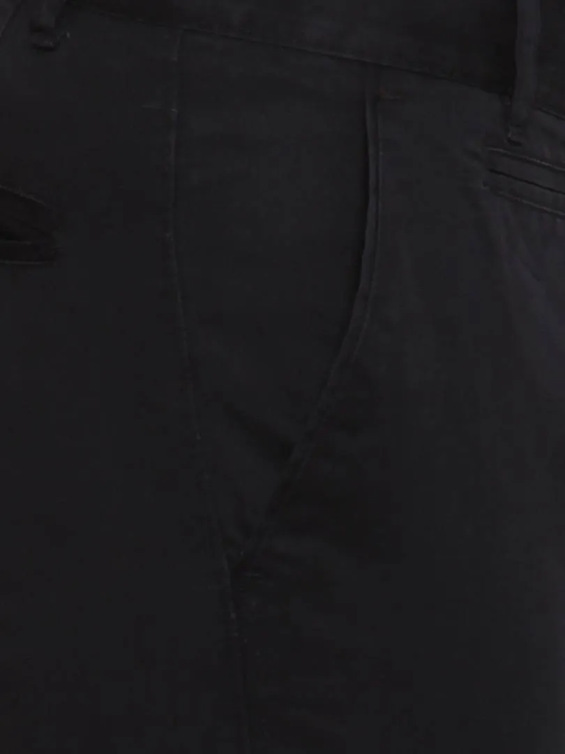 Men's Black Cotton Solid Mid-Rise Casual Regular Fit Chinos