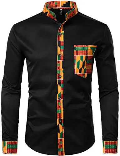 Men's Hipster Afrikan Tribal Graphic Patchwork Design Shirts