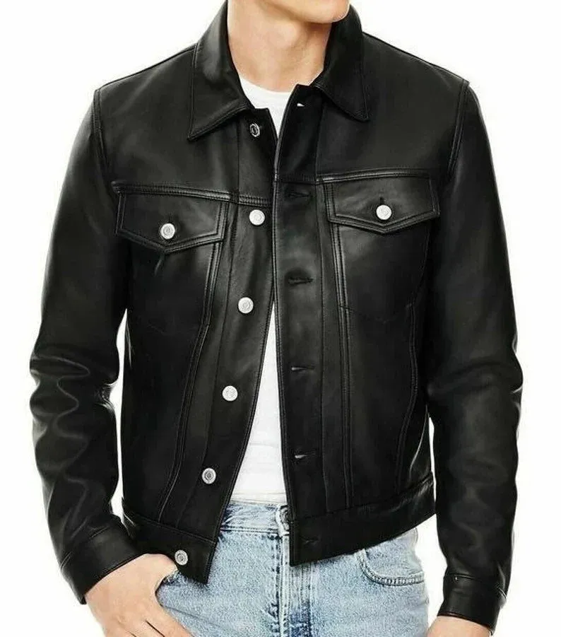 Men's Leather trucker Jacket