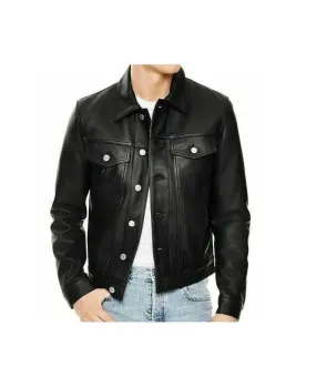 Men's Leather trucker Jacket