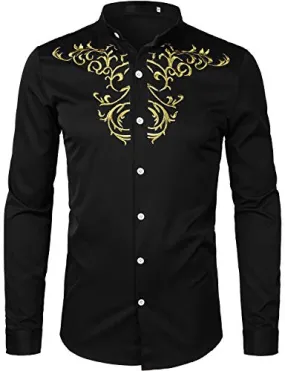 Men's Luxury Gold Embroidery Design Shirts