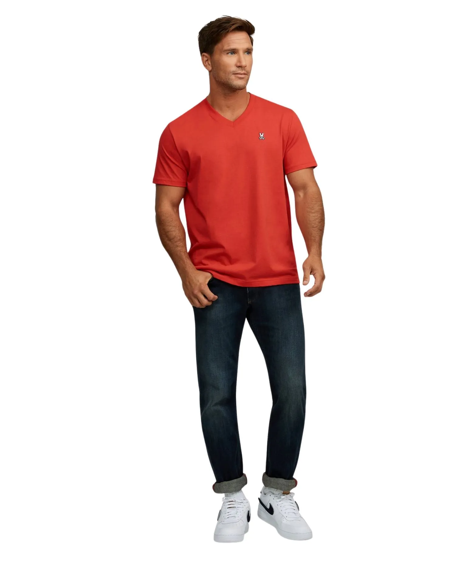 Men's V Neck Tee - Brilliant Red