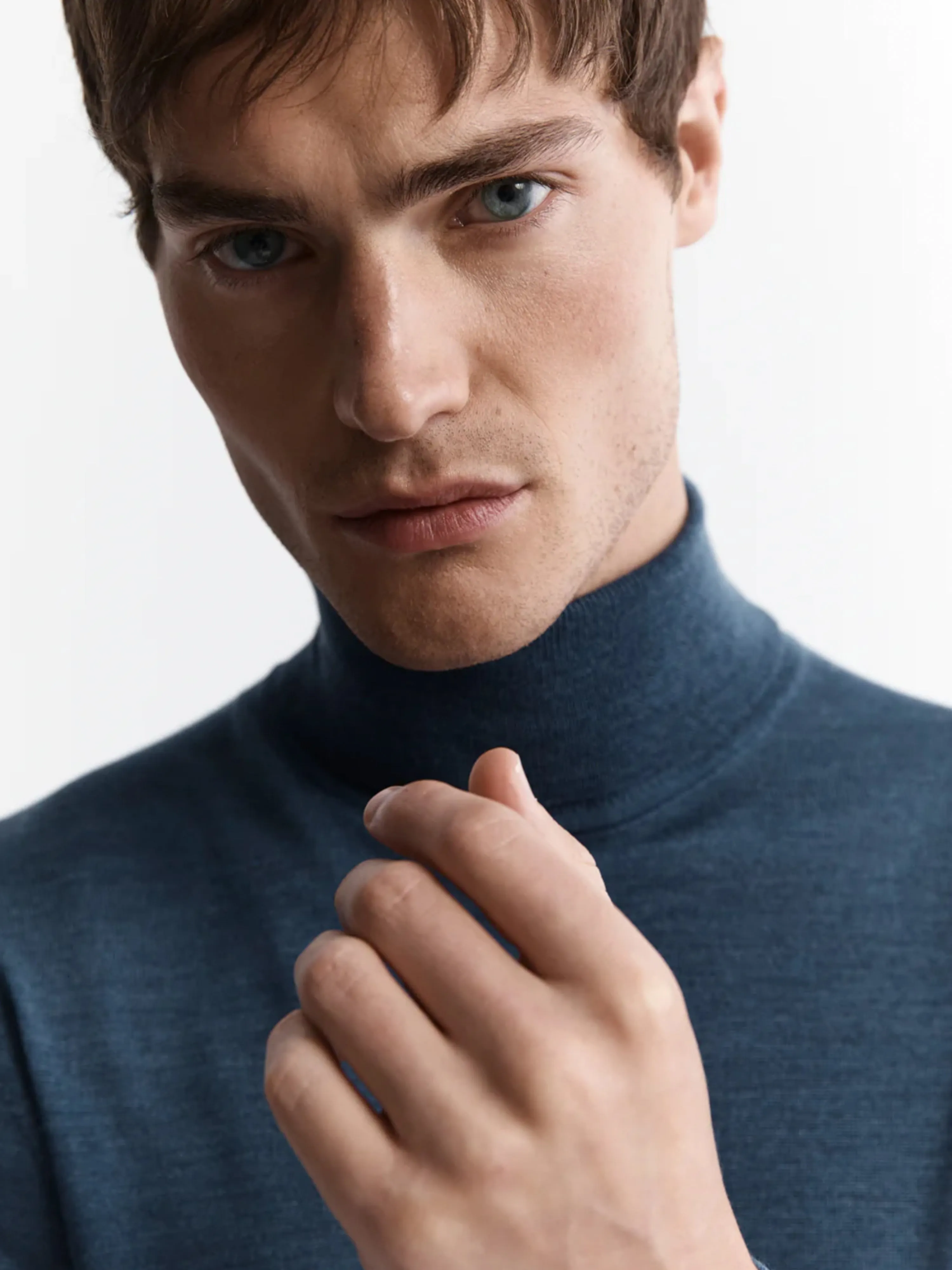 Merino Wool Roll Neck Jumper - Denim