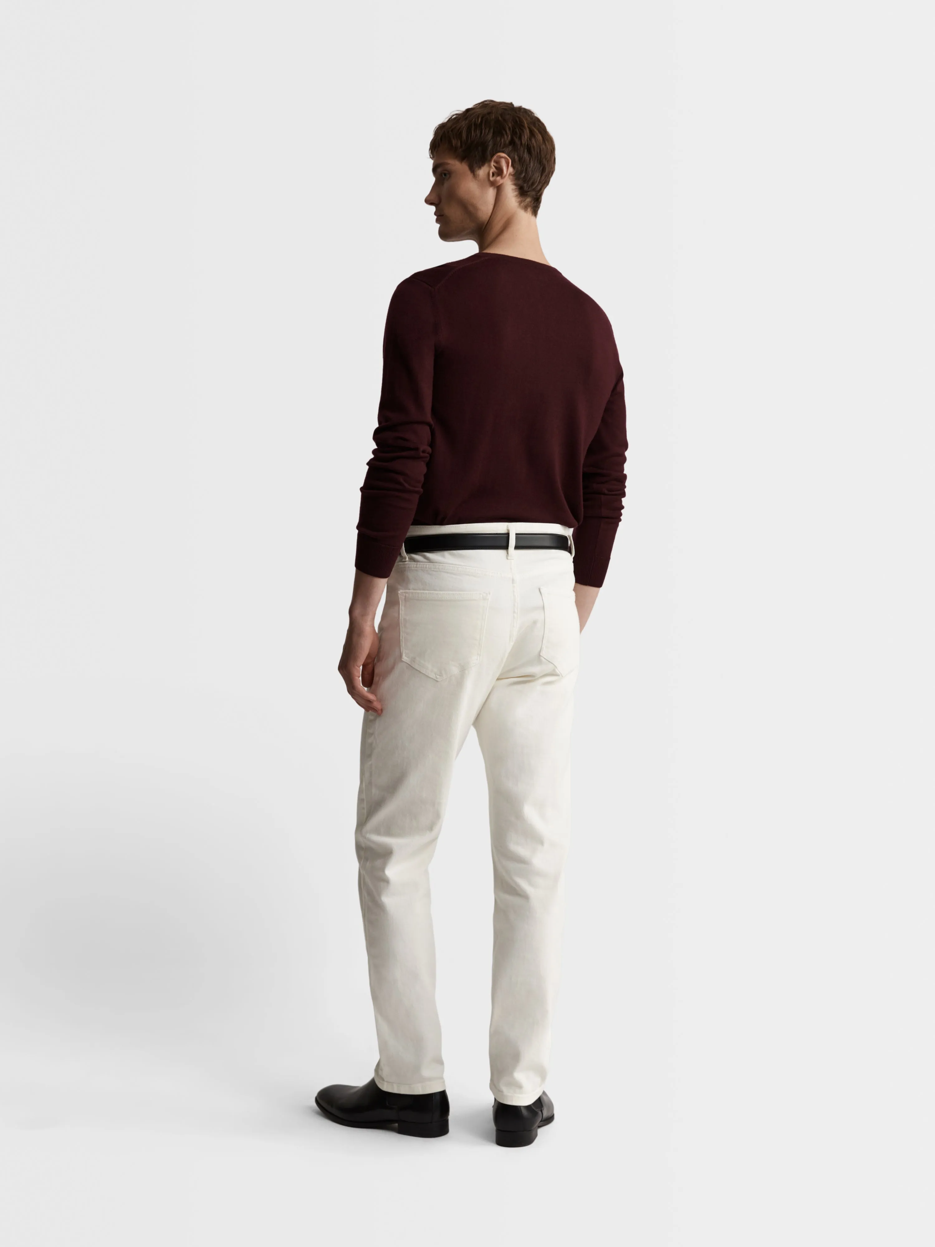 Merino Wool V-Neck Jumper - Wine