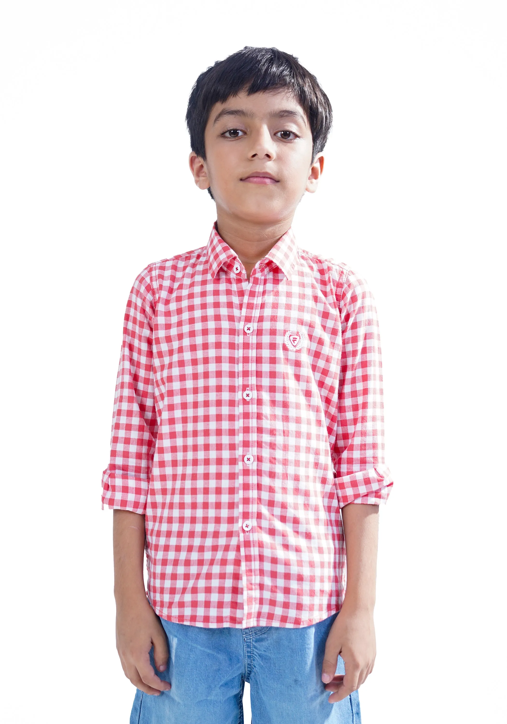 Mini Boy Red Checkered Shirt