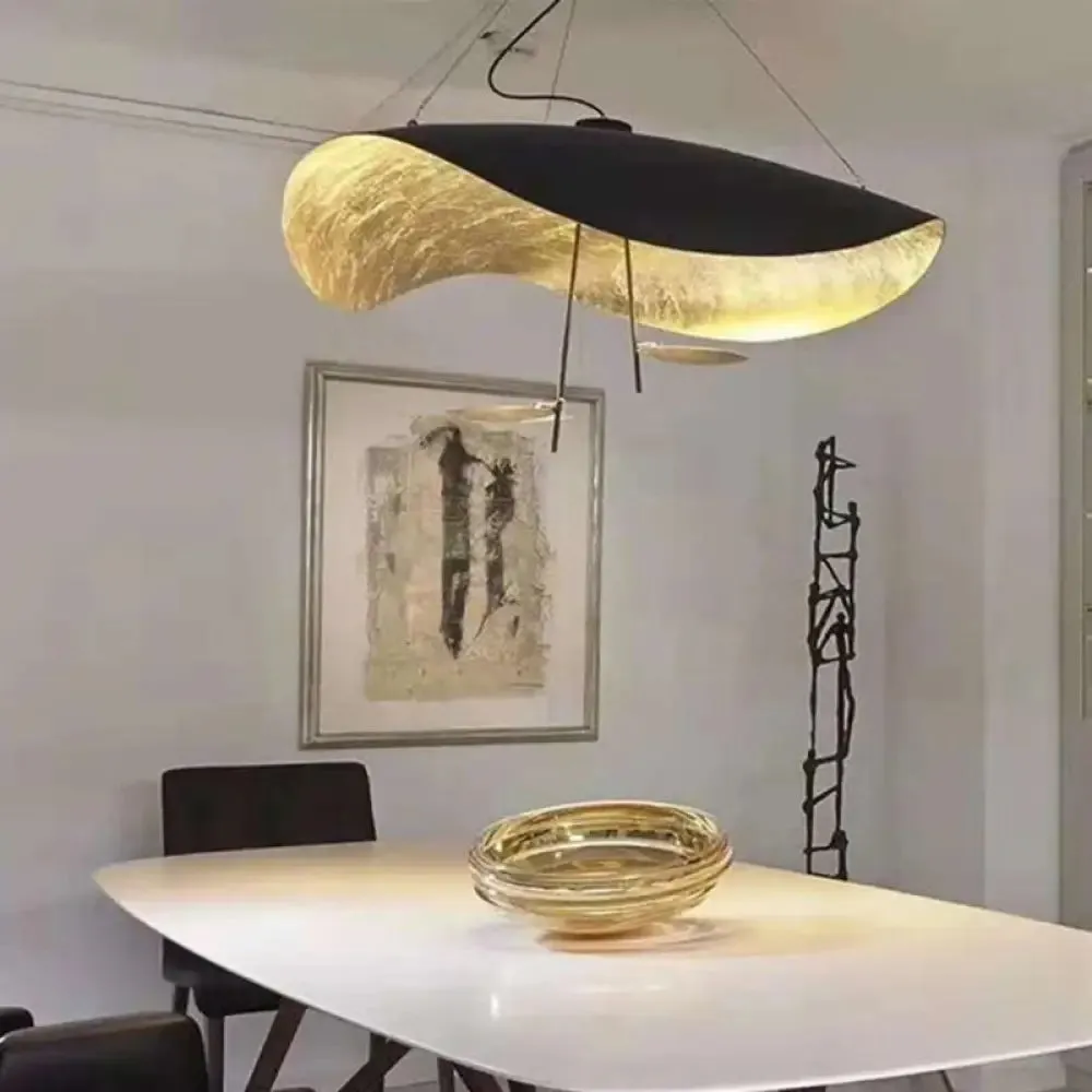 Modern Metal Twisting Pendant Light Fixture in Black & Gold - 1-Light Lamp Hanging