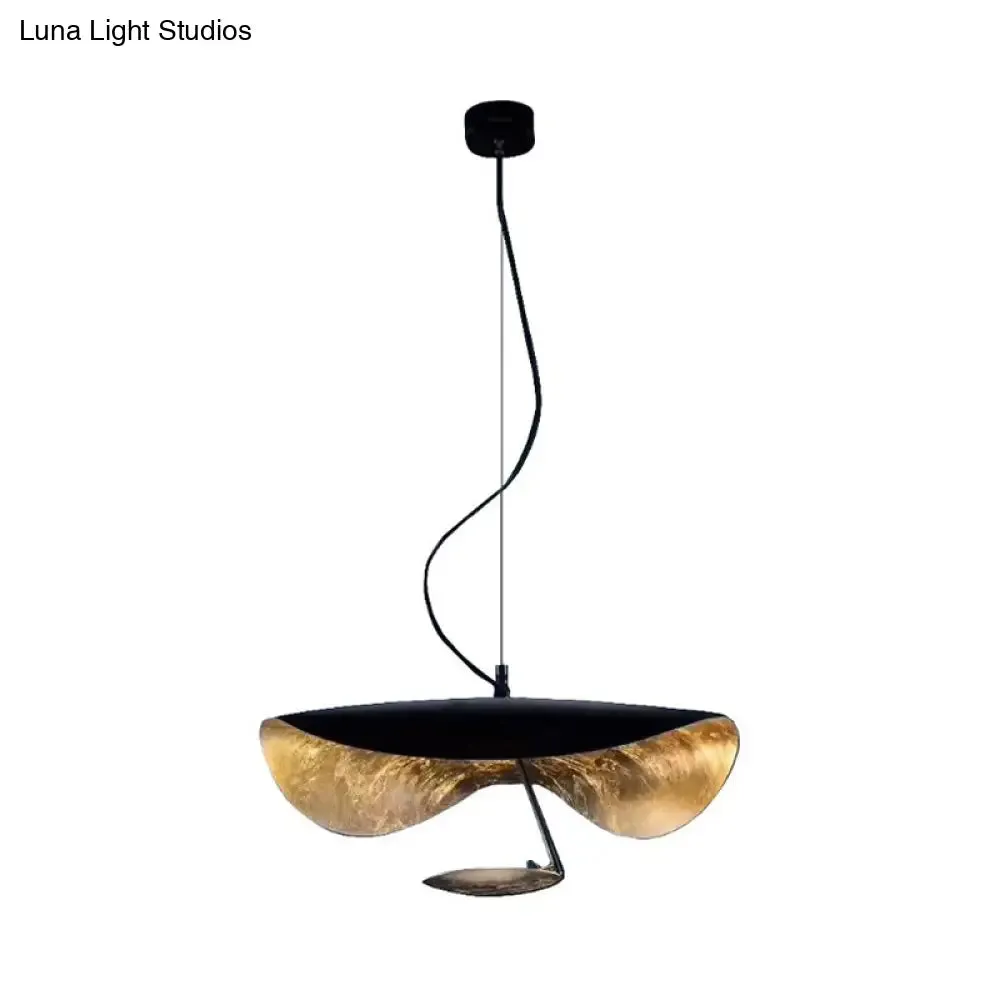 Modern Metal Twisting Pendant Light Fixture in Black & Gold - 1-Light Lamp Hanging