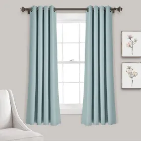 New - Set of 2 (63"x52") Insulated Grommet Top Blackout Curtain Panels Blue - Lush Décor