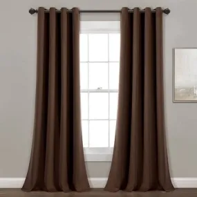 New - Set of 2 (84"x52") Insulated Grommet Blackout Window Curtain Panels Brown - Lush Décor