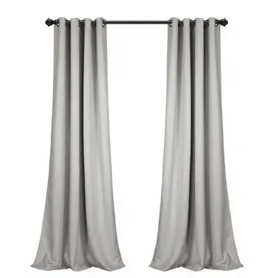 New - Set of 2 (95"x52") Insulated Grommet Top Blackout Curtain Panels Light Gray - Lush Décor