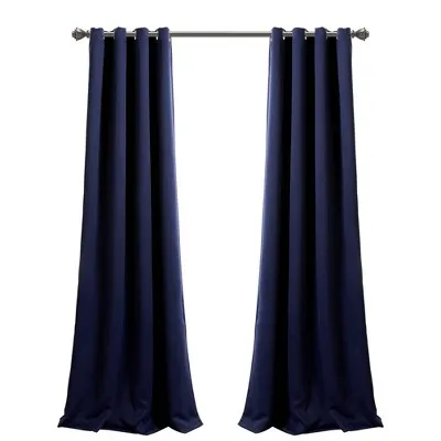 New - Set of 2 (95"x52") Insulated Grommet Top Blackout Curtain Panels Navy - Lush Décor