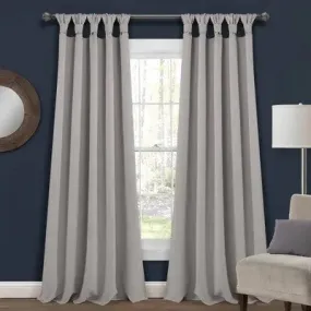 New - Set of 2 (95"x52") Insulated Knotted Tab Top Blackout  Window Curtain Panels Light Gray - Lush Décor