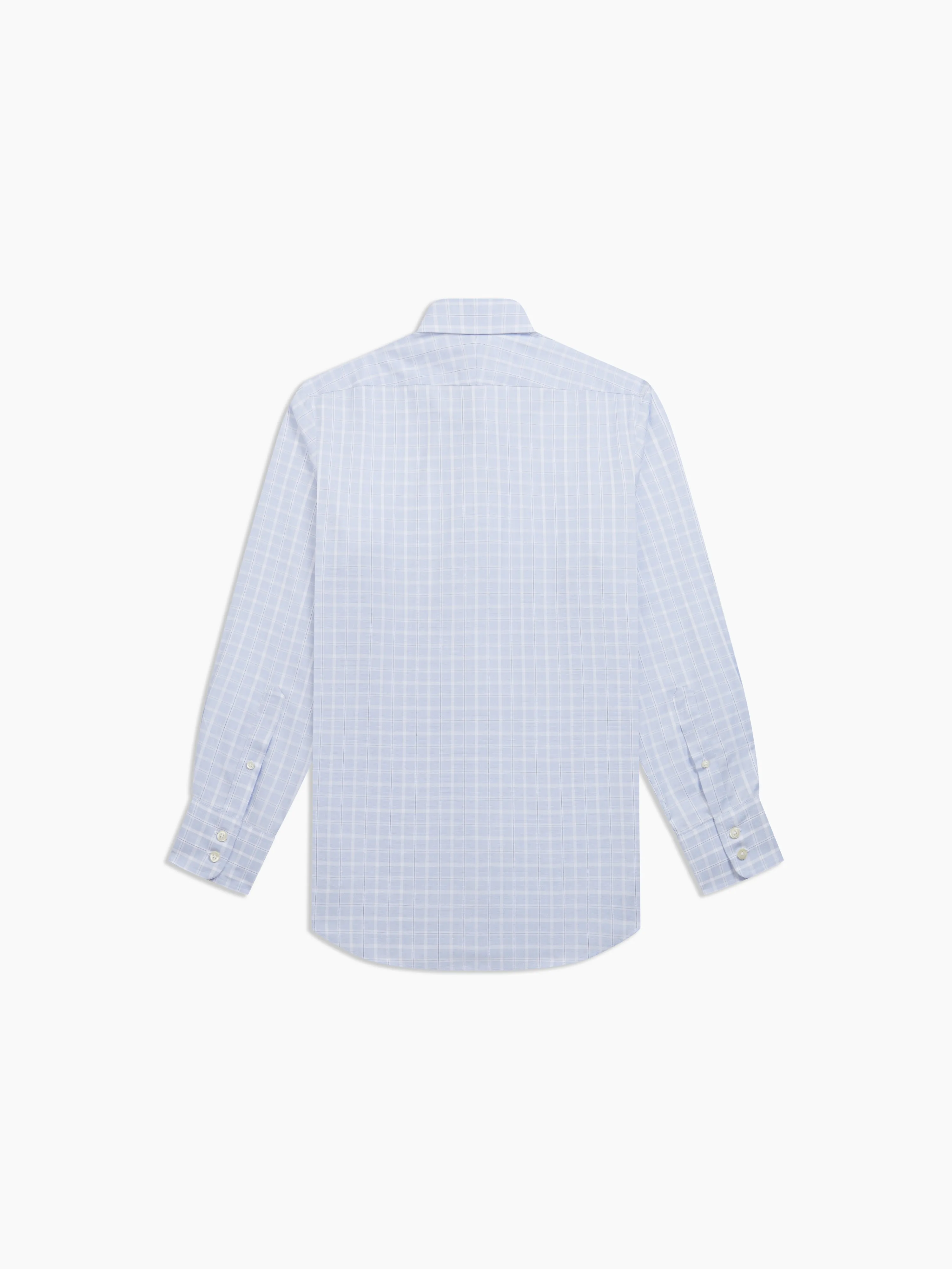 Non-Iron Blue Multi Windowpane Twill Slim Fit Single Cuff Semi-Cutaway Collar Shirt