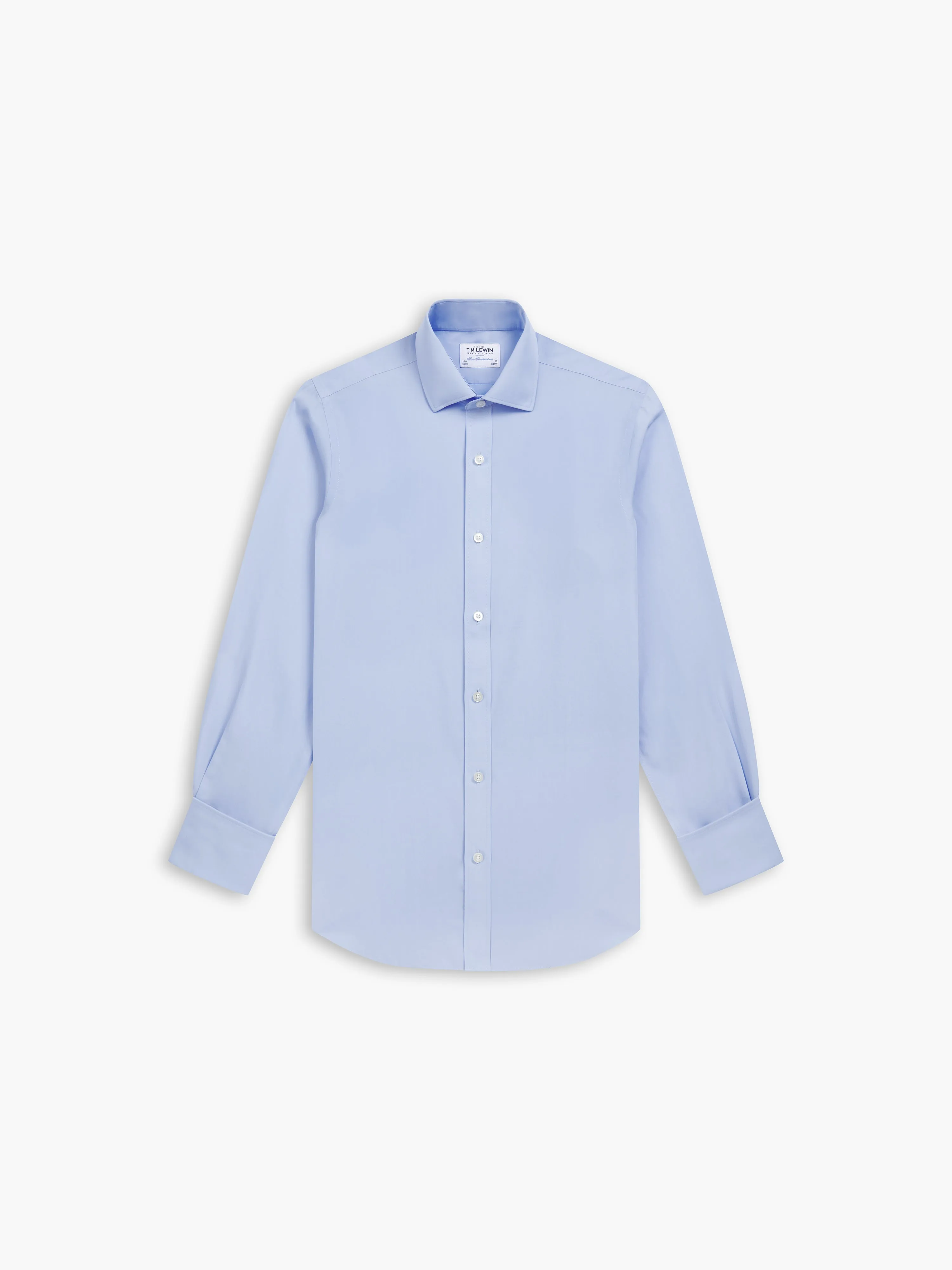 Non-Iron Light Blue Poplin Super Fitted Dual Cuff Classic Collar Shirt