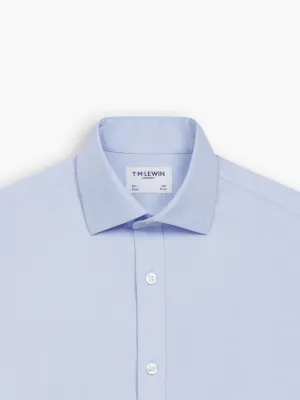 Non-Iron Light Blue Twill Slim Fit Single Cuff Classic Collar Shirt