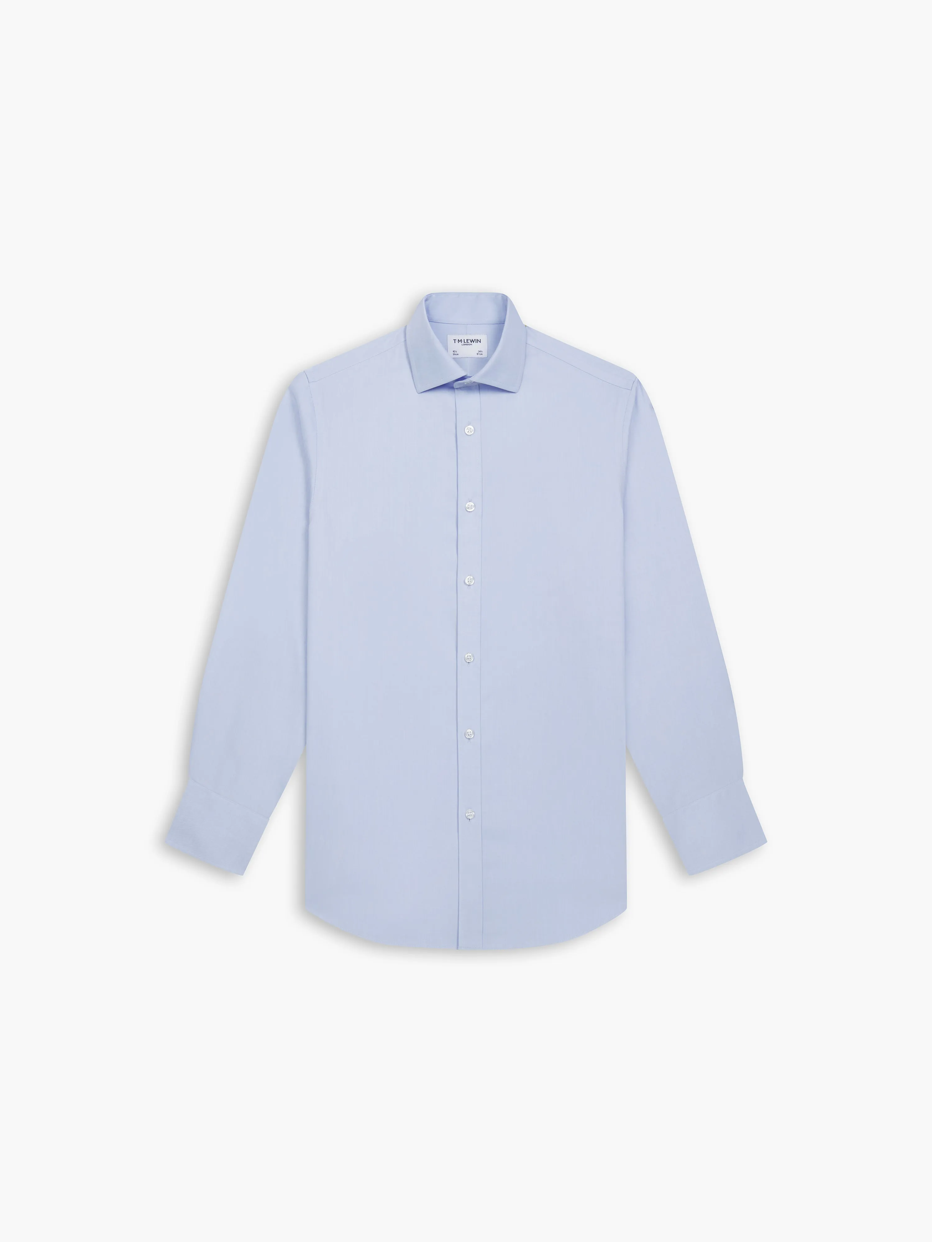 Non-Iron Light Blue Twill Slim Fit Single Cuff Classic Collar Shirt