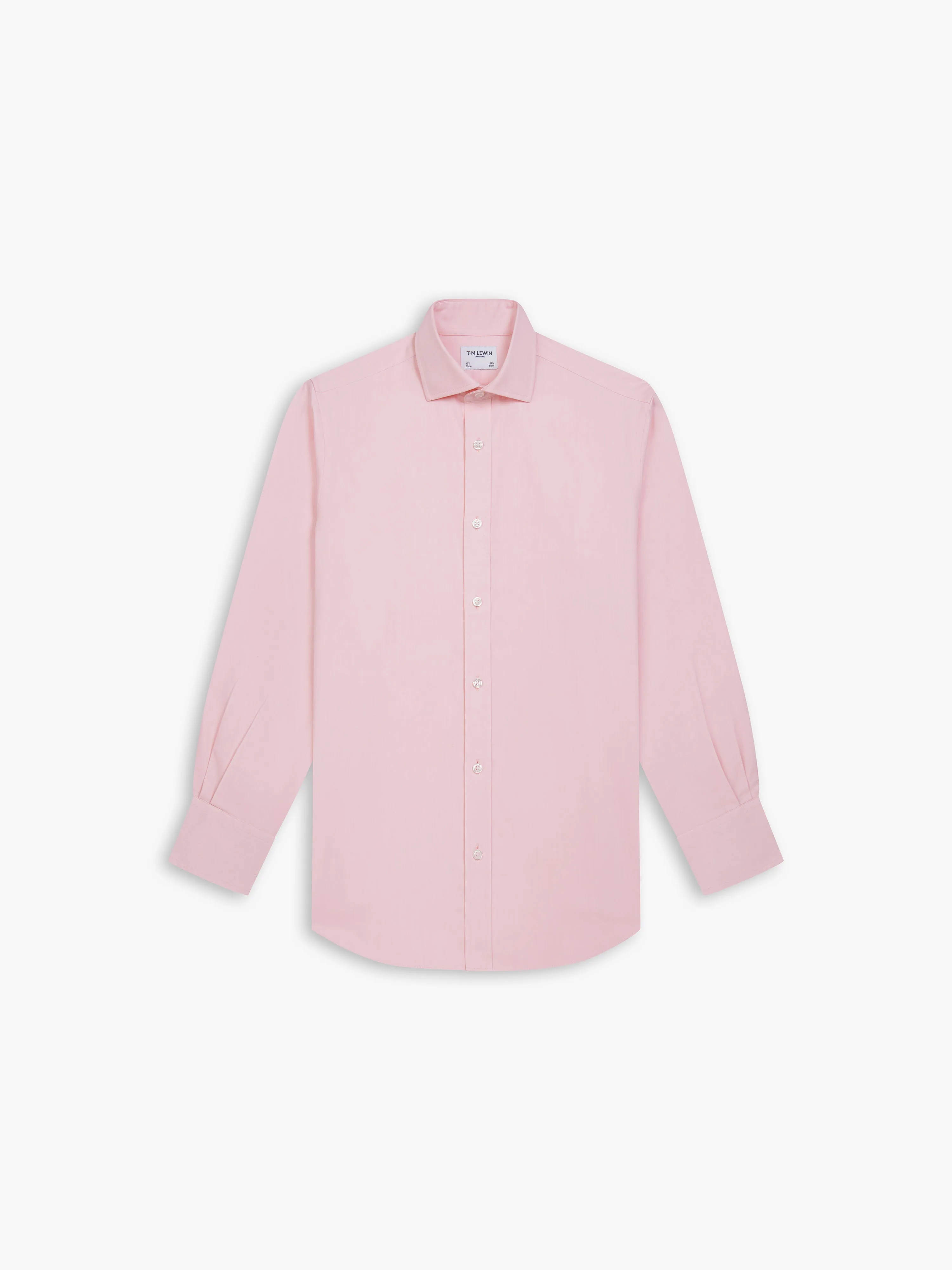 Non-Iron Pink Twill Slim Fit Single Cuff Classic Collar Shirt