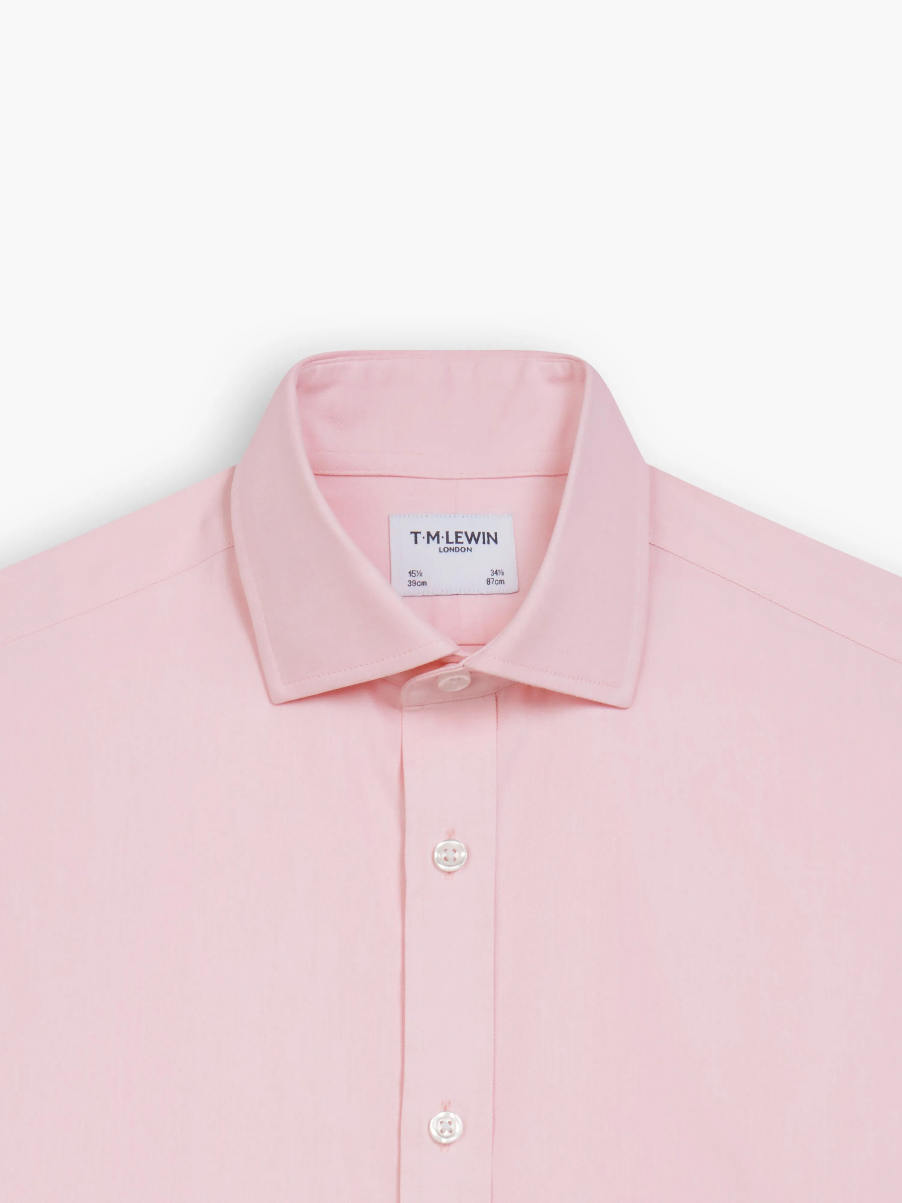 Non-Iron Pink Twill Slim Fit Single Cuff Classic Collar Shirt