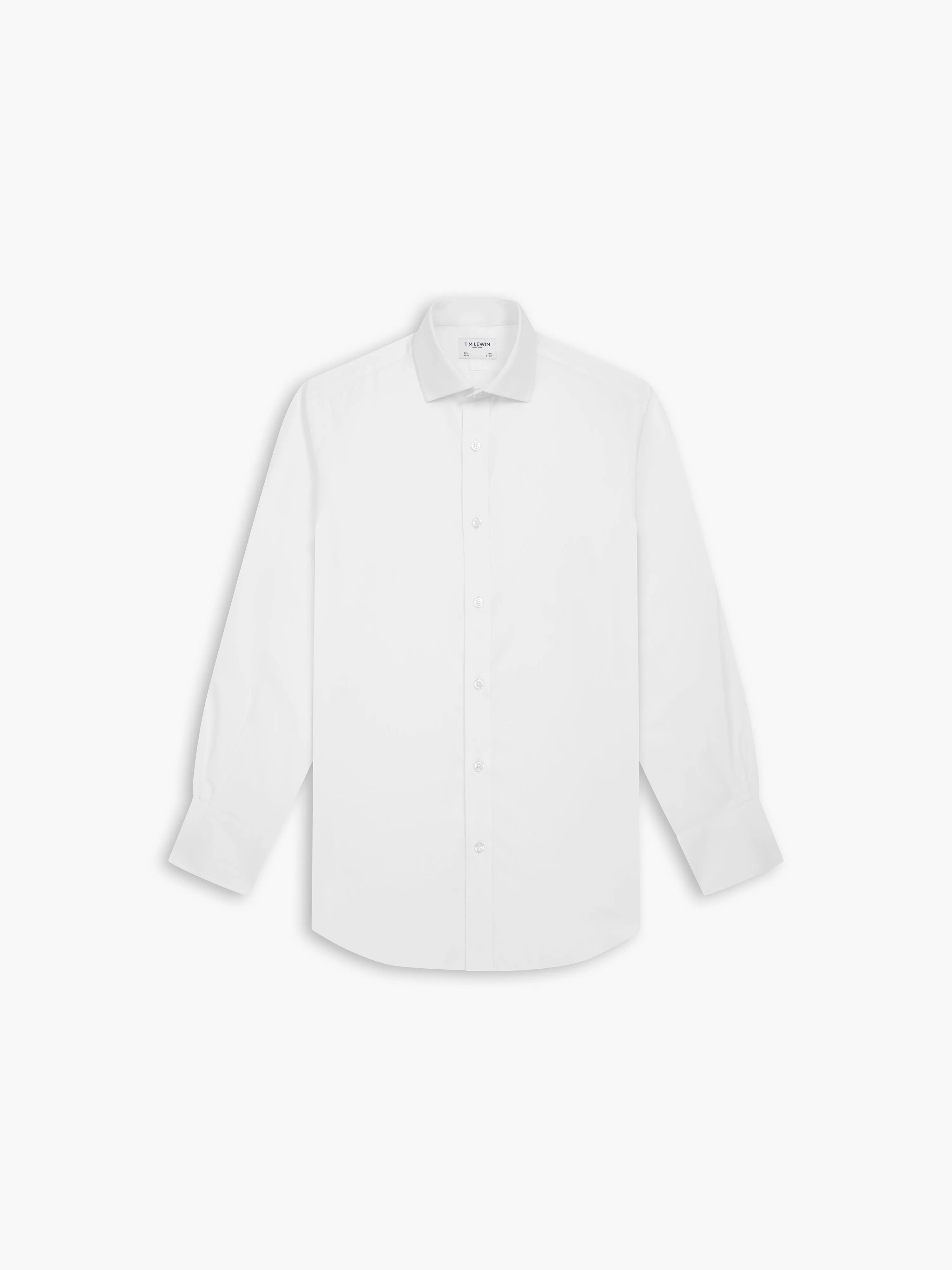 Non-Iron White Twill Slim Fit Single Cuff Cutaway Collar Shirt