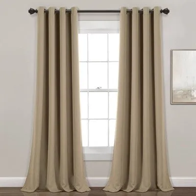 Open Box - Set of 2 (84"x52") Insulated Grommet Blackout Window Curtain Panels Mocha - Lush Décor