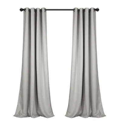 Open Box - Set of 2 (95"x52") Insulated Grommet Top Blackout Curtain Panels Light Gray - Lush Décor