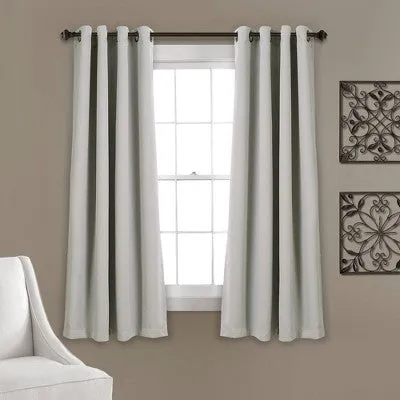 Open Box - Set of 2 (95"x52") Insulated Grommet Top Blackout Curtain Panels Light Gray - Lush Décor