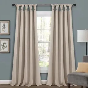 Open Box - Set of 2 (95"x52") Insulated Knotted Tab Top Blackout Window Curtain Panels Wheat - Lush Décor