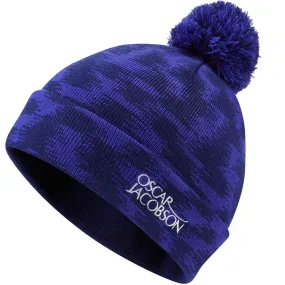 Oscar Jacobson Miller Knitted Bobble Hat - Navy/Royal Blue - One Size