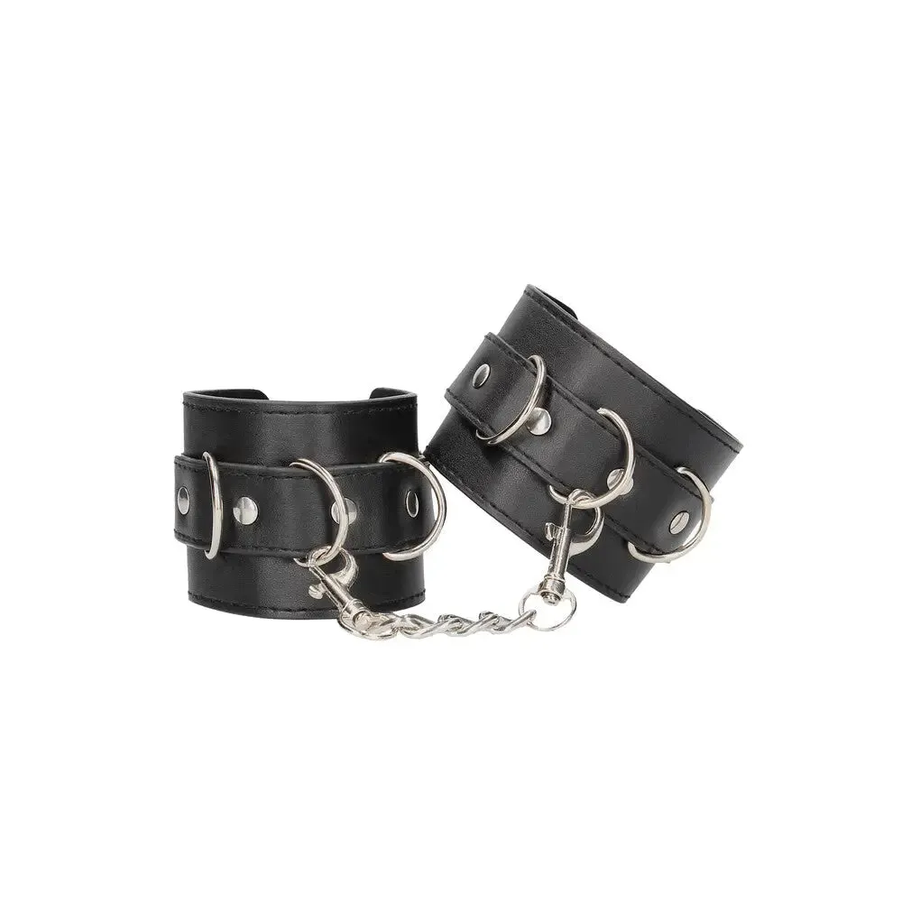 Ouch Black Bondage Bdsm Leather Wrist Cuffs