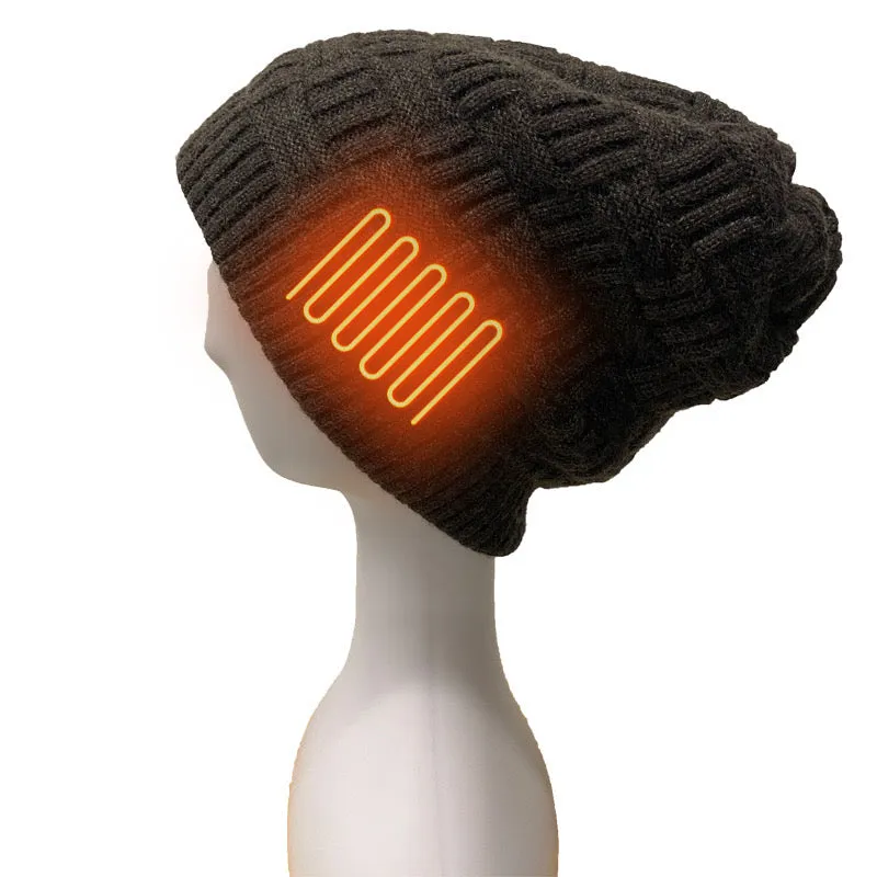 Outdoor Cycling Cold-Weather Heated Knit Thermal Hat for Winter Activities