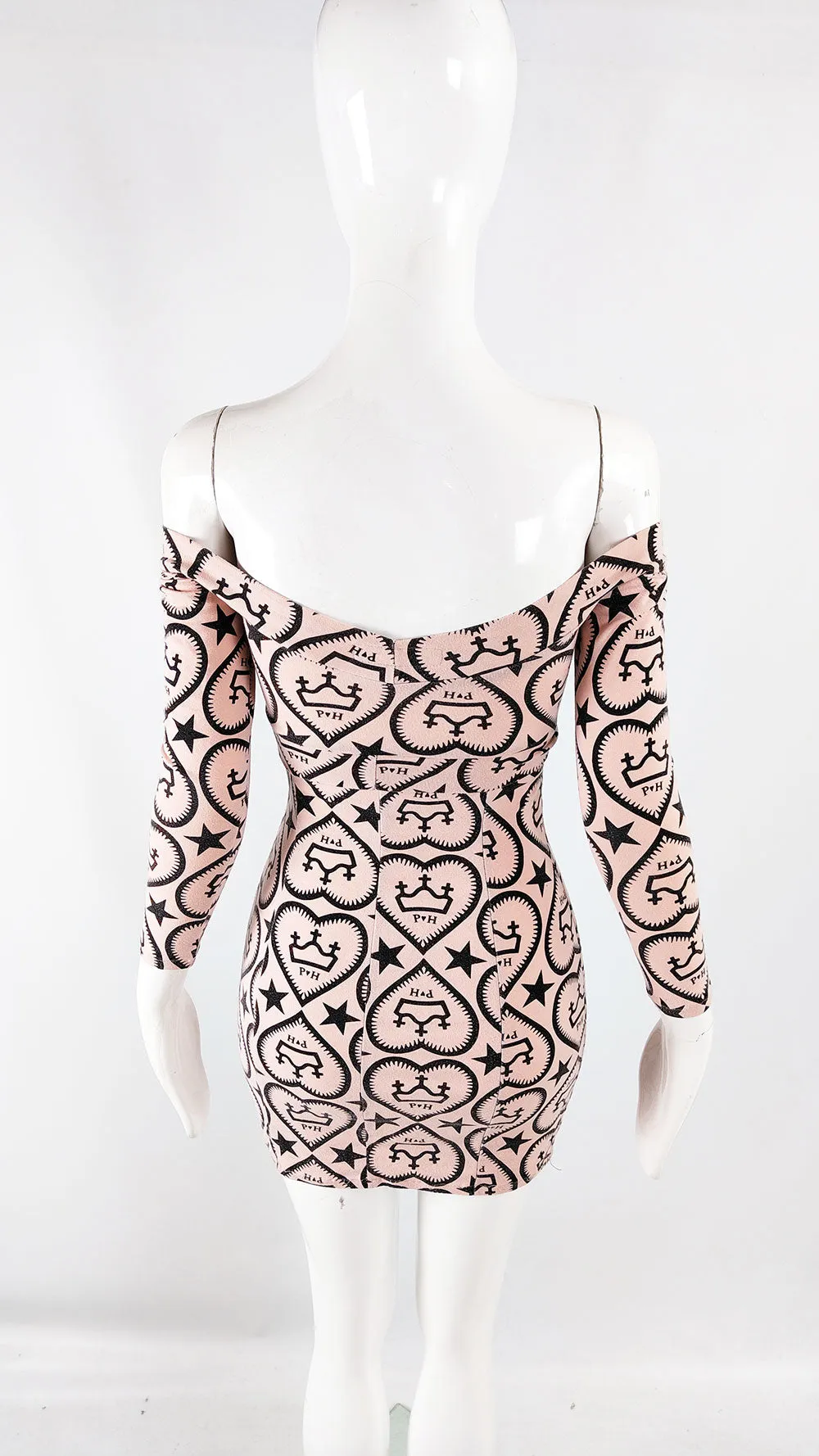 Pam Hogg Vintage Pastel Pink Mini Bodycon Dress, 1980s