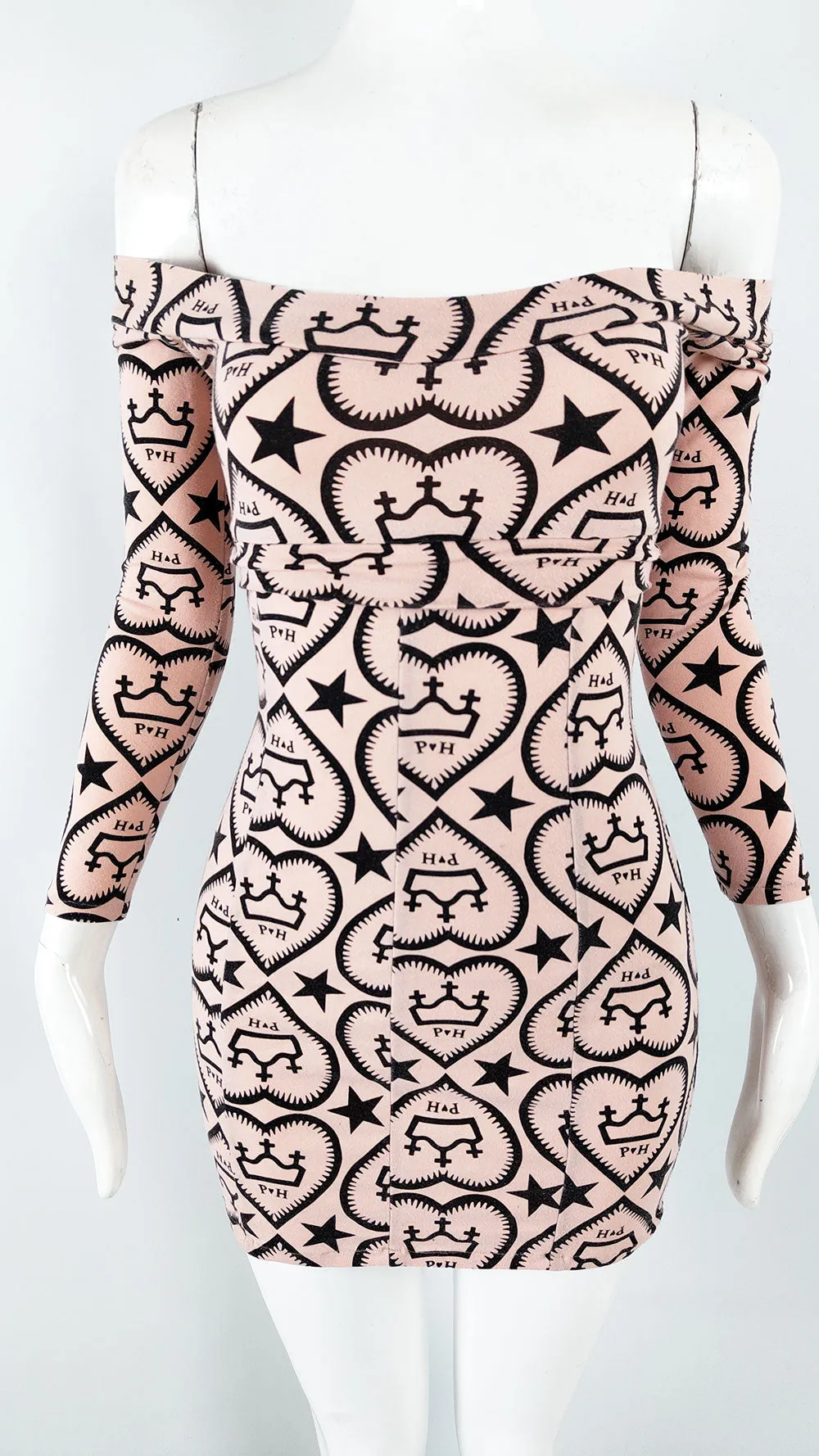 Pam Hogg Vintage Pastel Pink Mini Bodycon Dress, 1980s