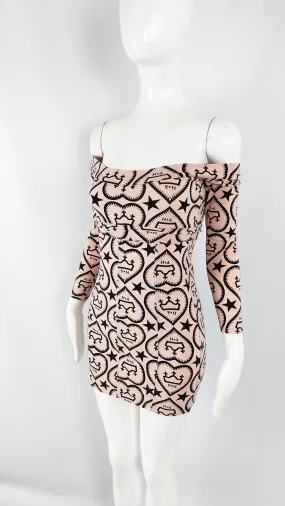 Pam Hogg Vintage Pastel Pink Mini Bodycon Dress, 1980s