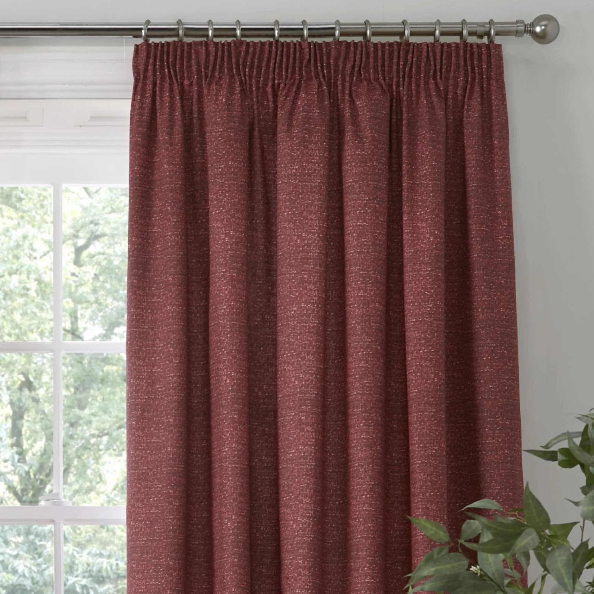 Pembrey Pair of Super Thermal Pencil Pleat Curtains in Red