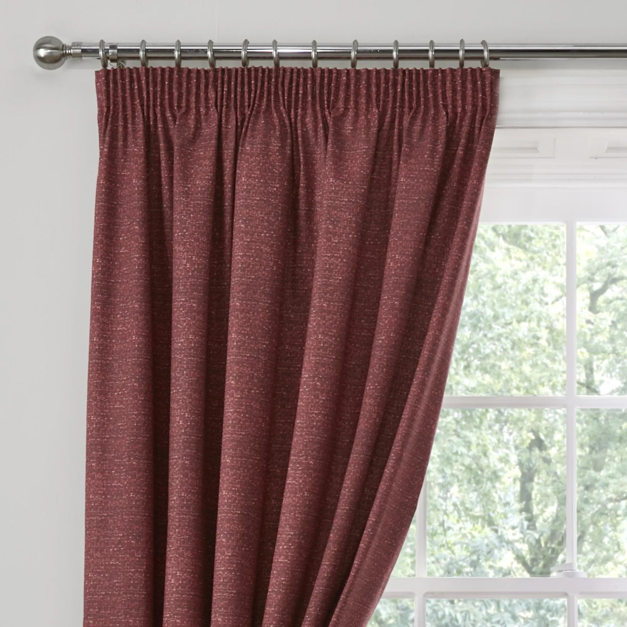 Pembrey Pair of Super Thermal Pencil Pleat Curtains in Red