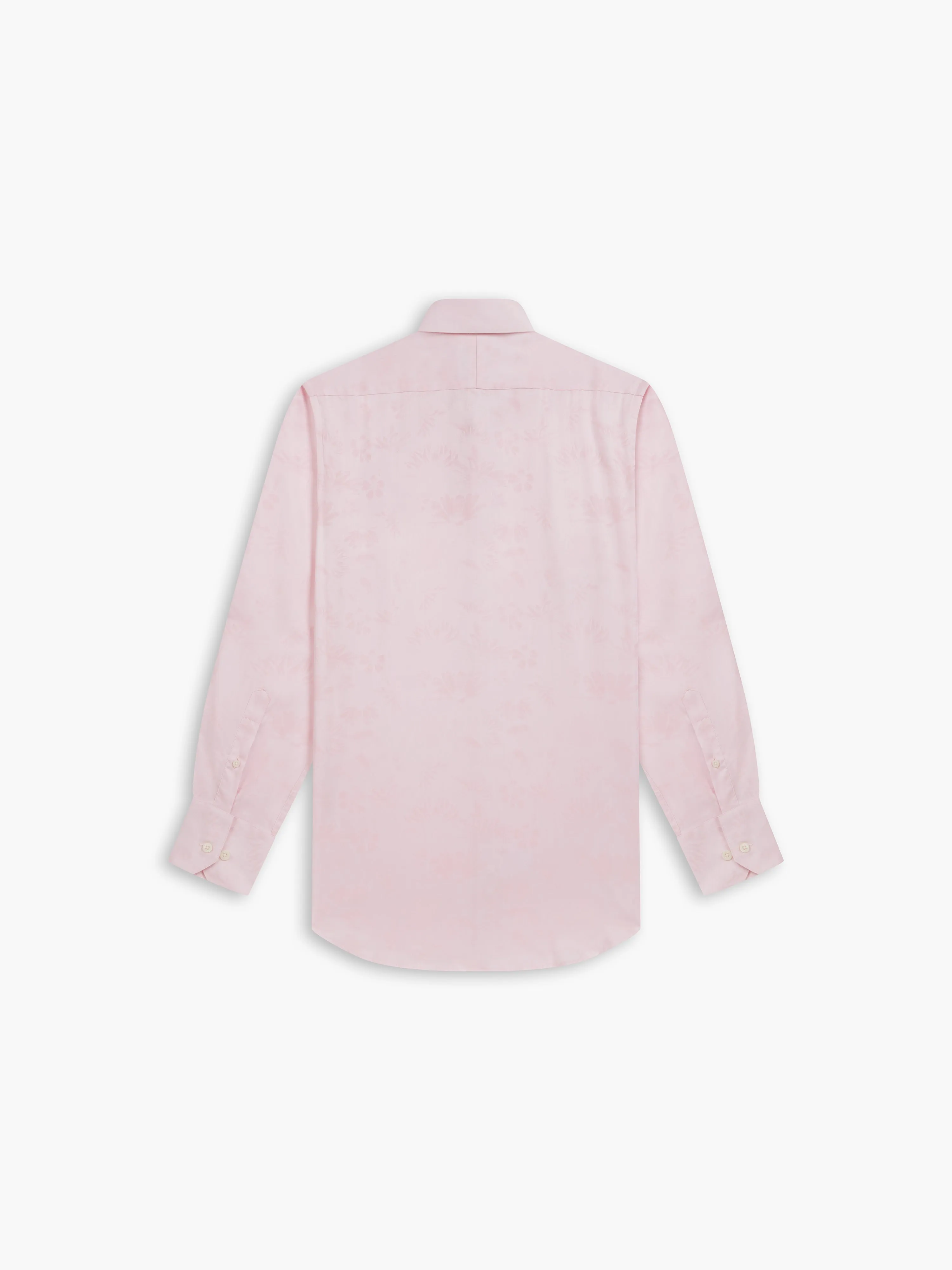 Pink Jacquard Floral Slim Fit Single Cuff Classic Collar Shirt