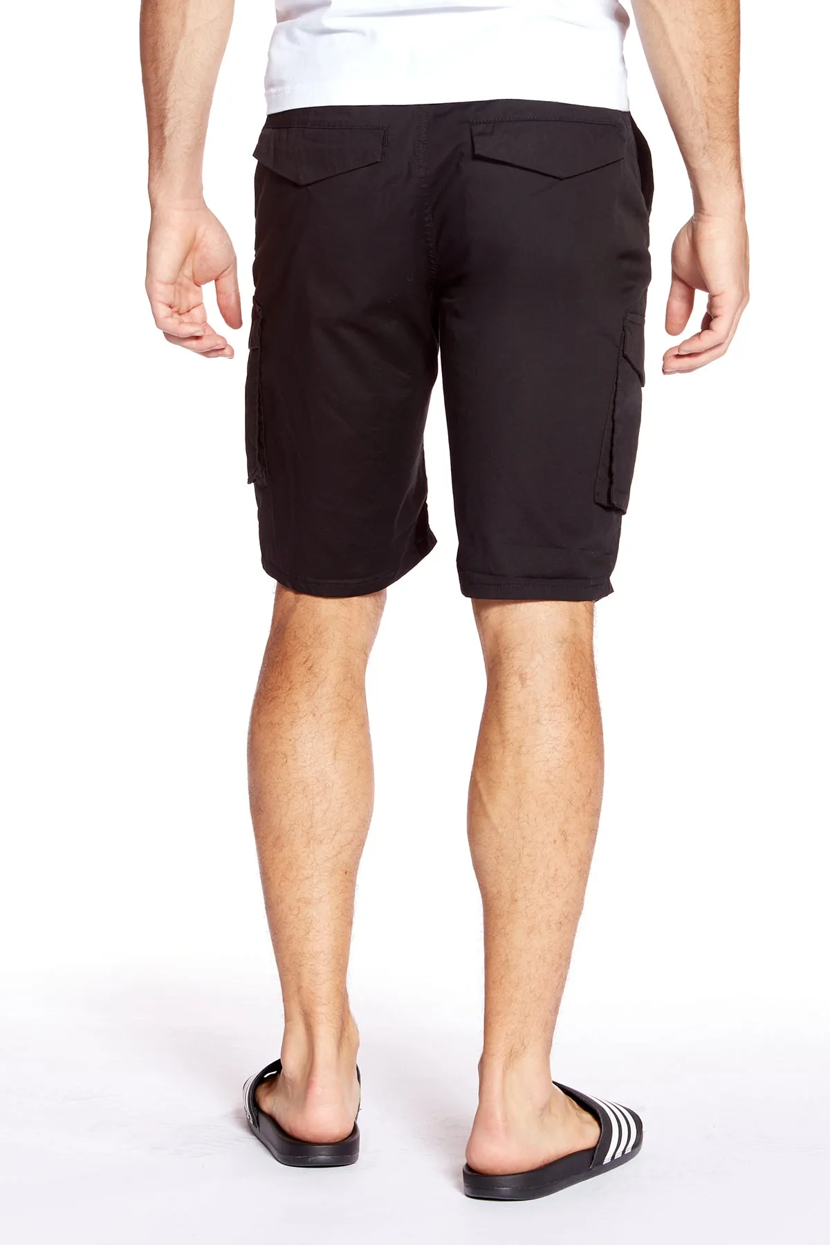 PRESLEY - Zip Front Cargo Poplin Shorts - Black