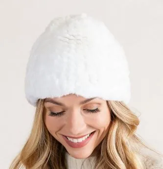 Rabbit Fur Knit Hat