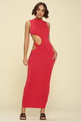 Red Scarlett Solid Cutout Maxi Dress