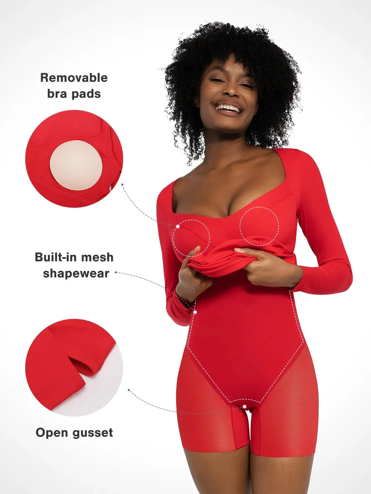 Redtag Thermal Shapewear Long Sleeve Sweetheart Mini Dress For Insiders